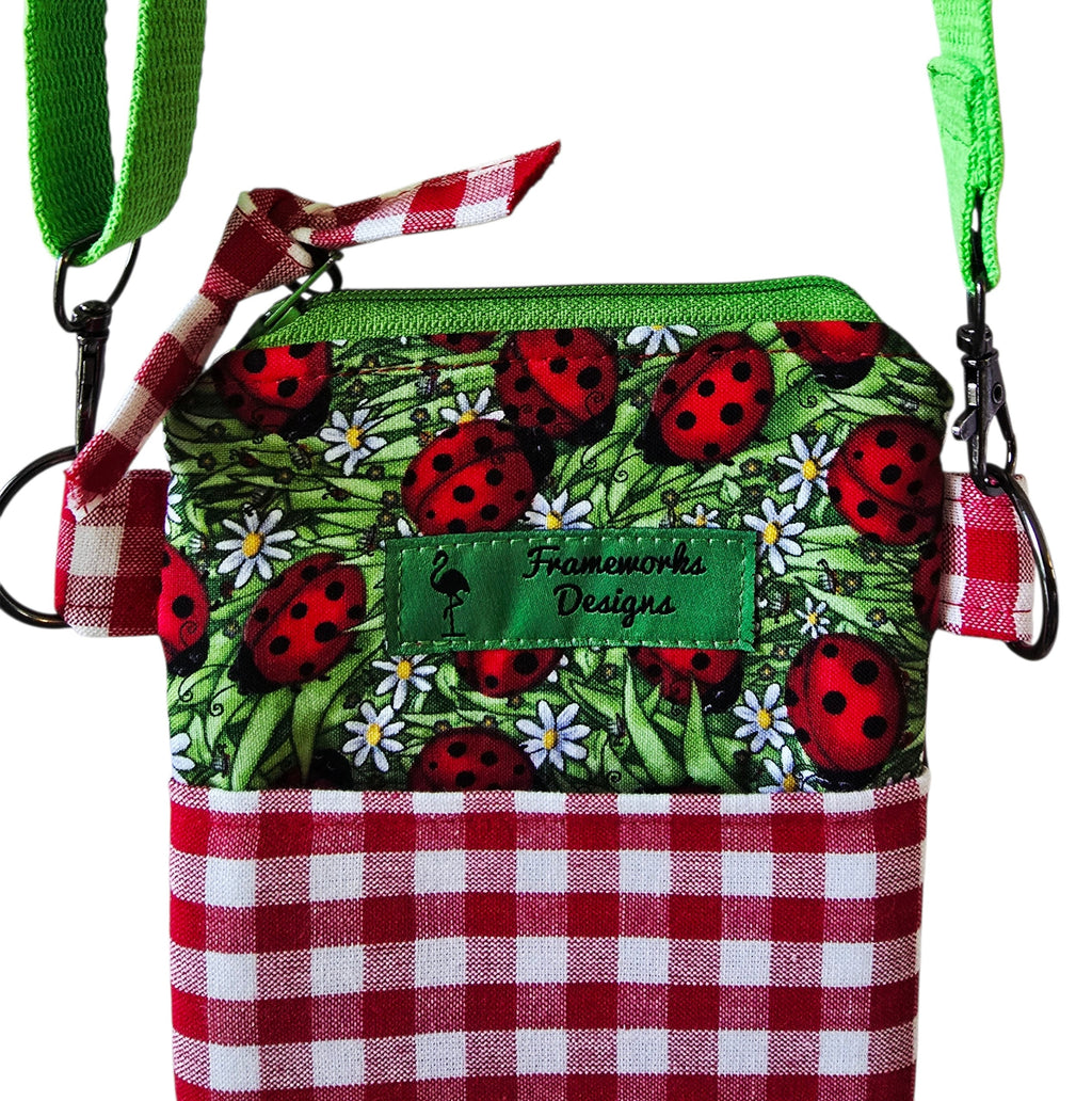 Handmade Lady Bug Cell Phone Crossbody Bag