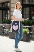 Handmade Quilted Denim and Pink Gingham Bag